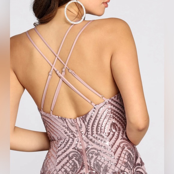 NWT Windsor Sandra Pink Sequin Formal Midi Dress HOCO - Picture 6 of 9